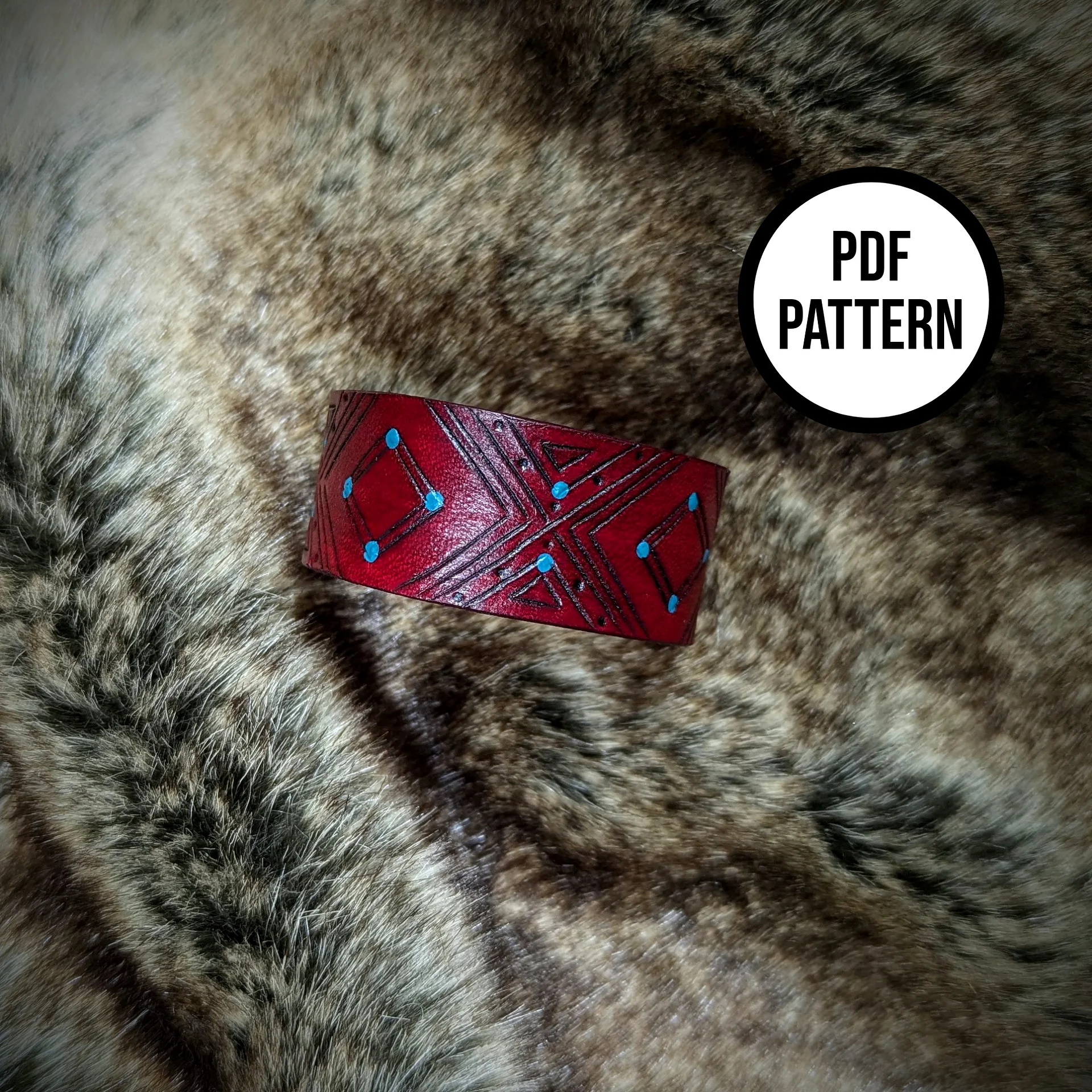 Geometric Leather Cuff Pattern - PDF Pattern for Leatherwork product image (3)
