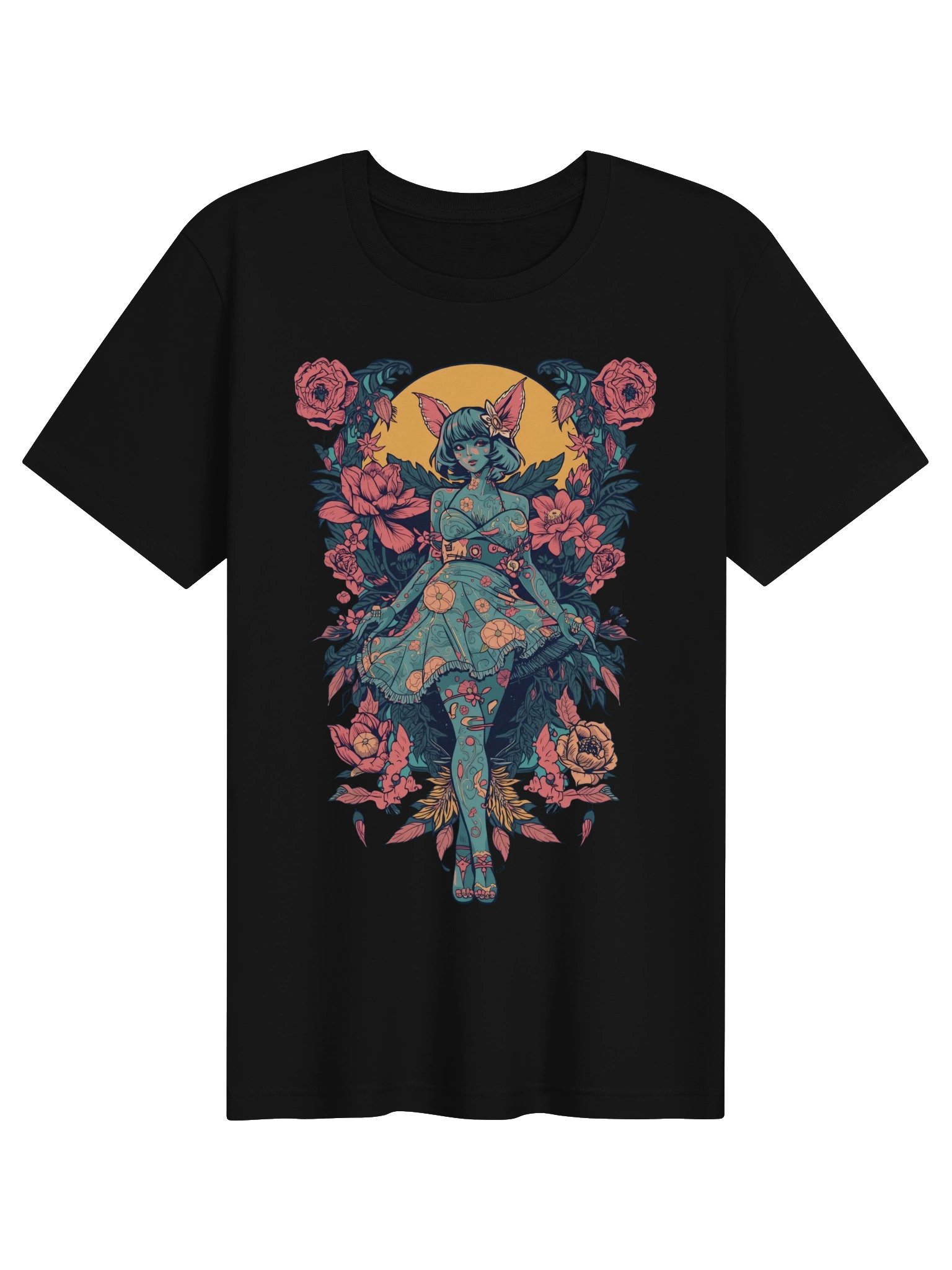 Floral Halo Cat‑Girl Supersoft Tee product image (1)