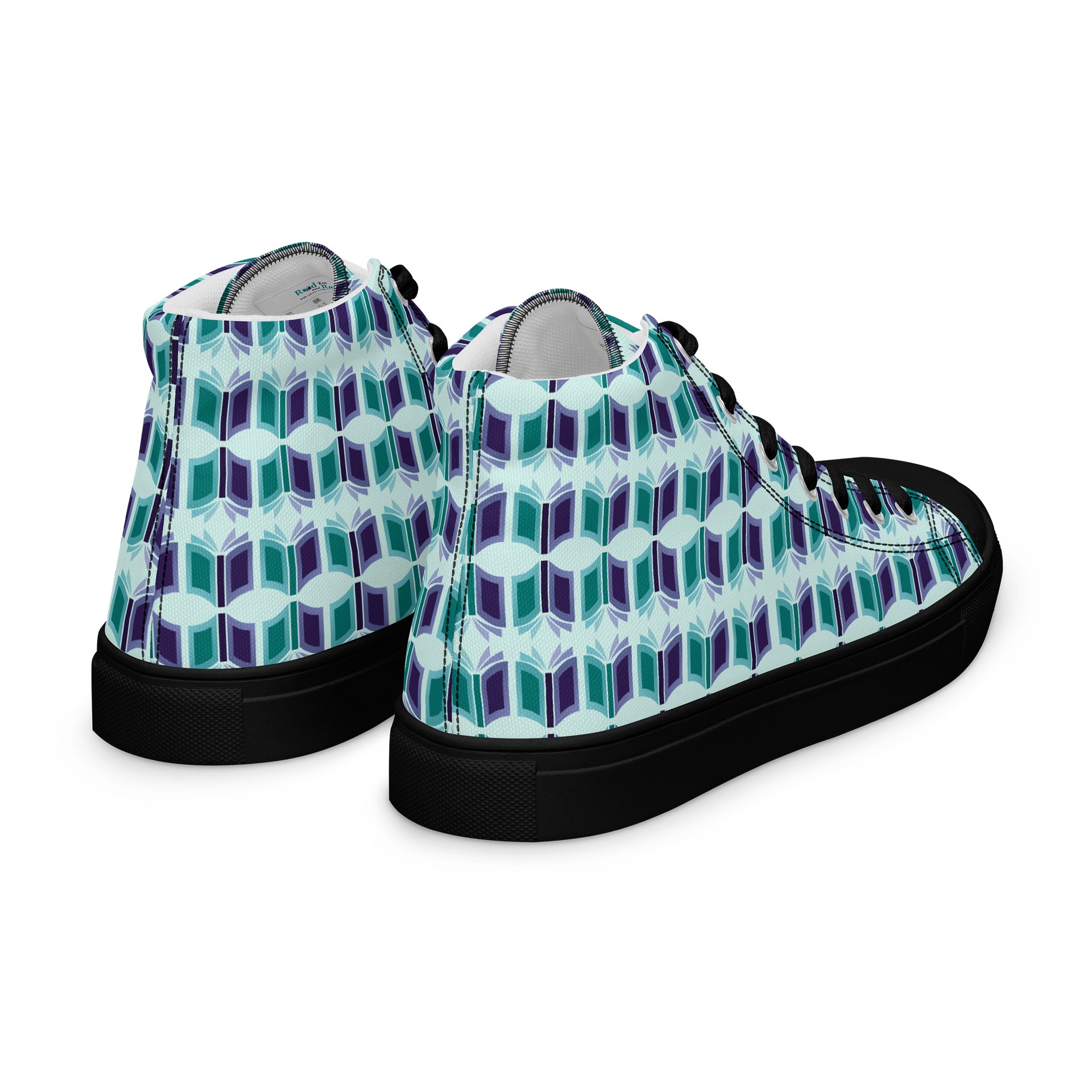 Women's High Top Canvas Shoes (Light Teal Background) product image (7)
