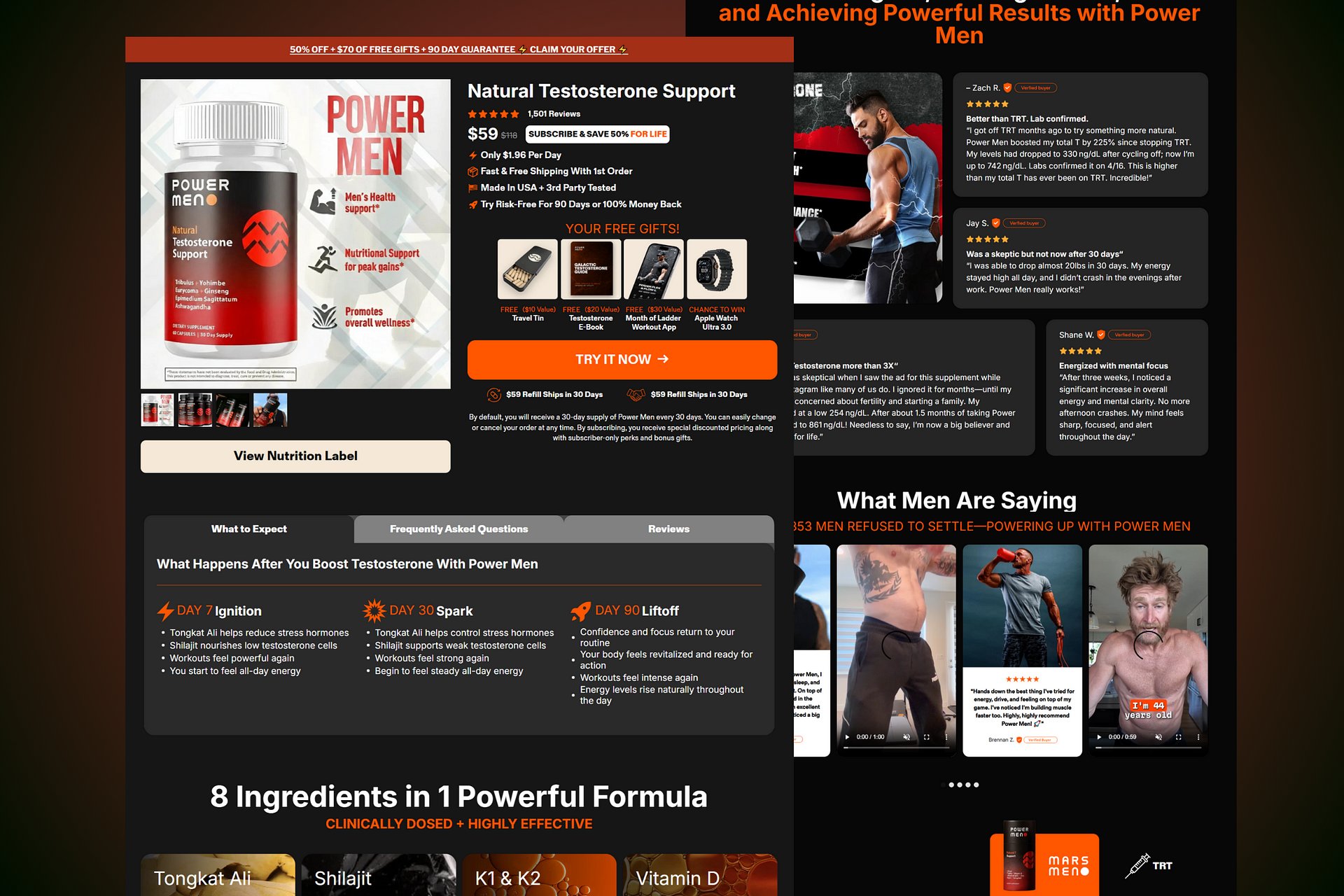 Power Men Natural Testosterone Support Supplement product image (1)