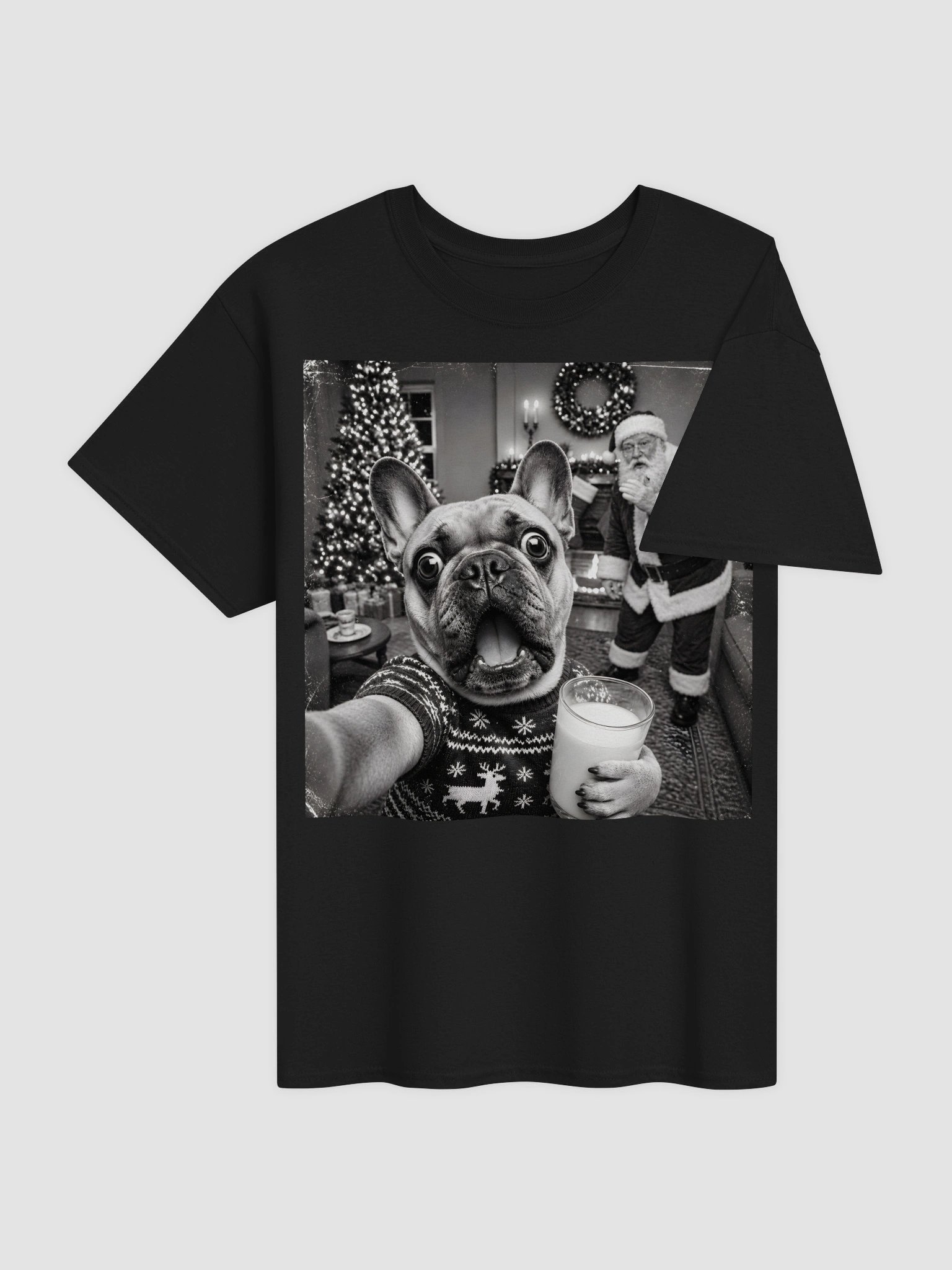 French Bulldog Christmas Selfie Shirt - Funny Santa & Dog Xmas T-Shirt product image (4)