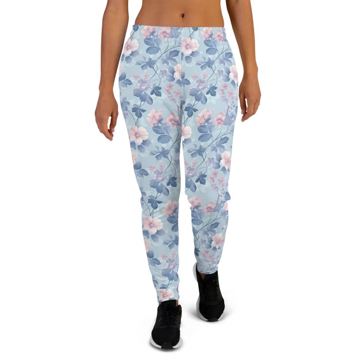Serene Blue Blossoms Exercise Joggers product image (1)