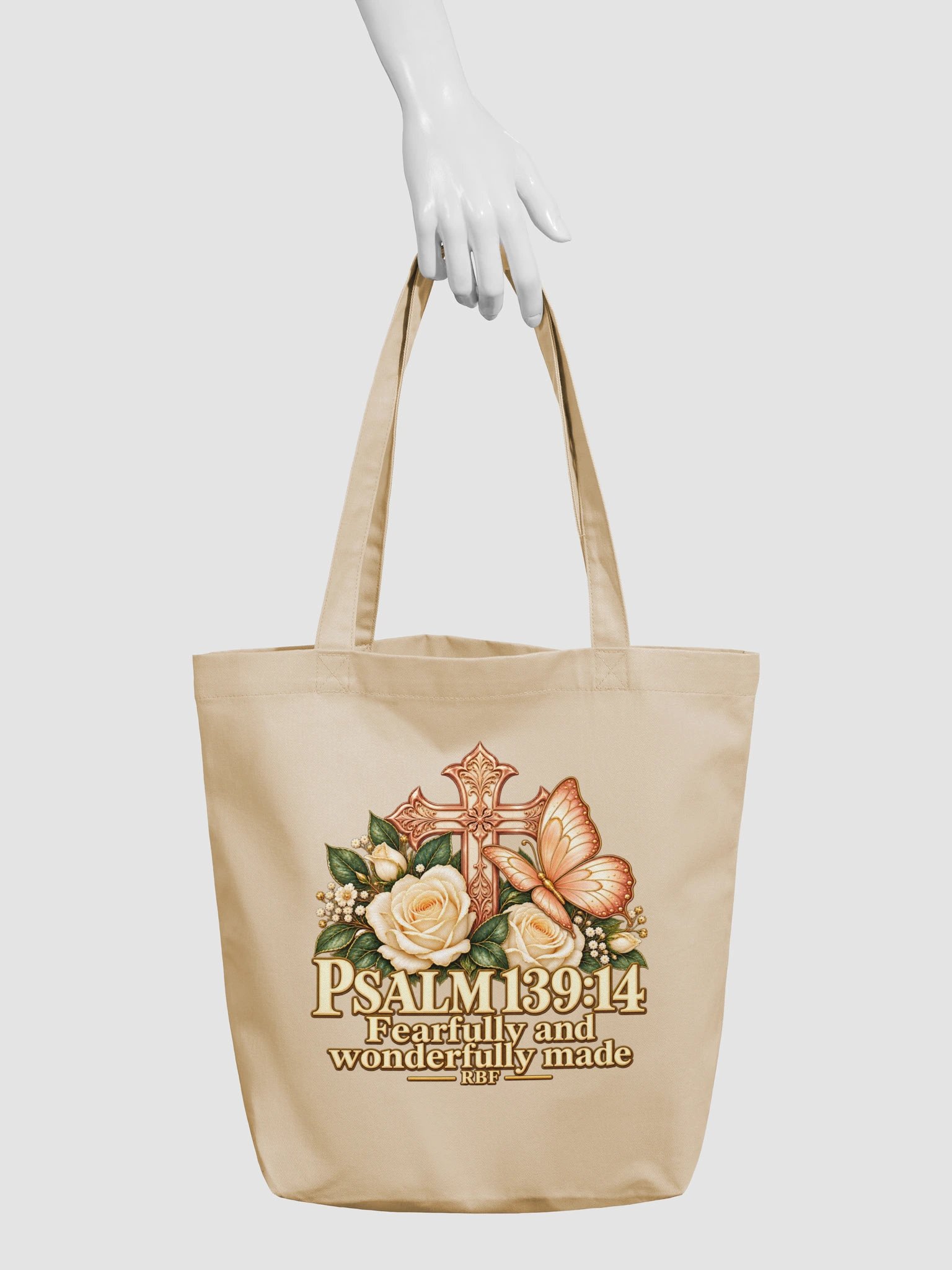 Wonderfully Made Butterfly Organic Tote — Psalm 139:14 product image (3)
