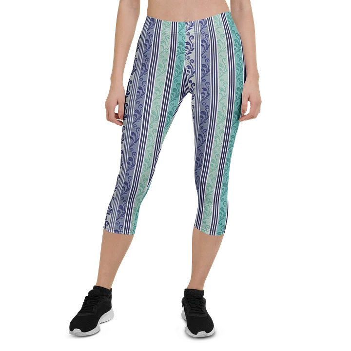 Blue Stripe Wave Capri Leggings product image (1)