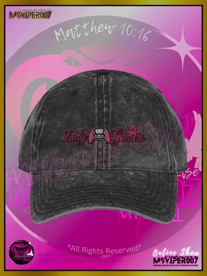 Vintage Cap [ Embroidered Design(s) ] - MsViper007's " Lady Gamers [flamingo]" Vintage Cotton Twill Cap by Anna H. product image (1)