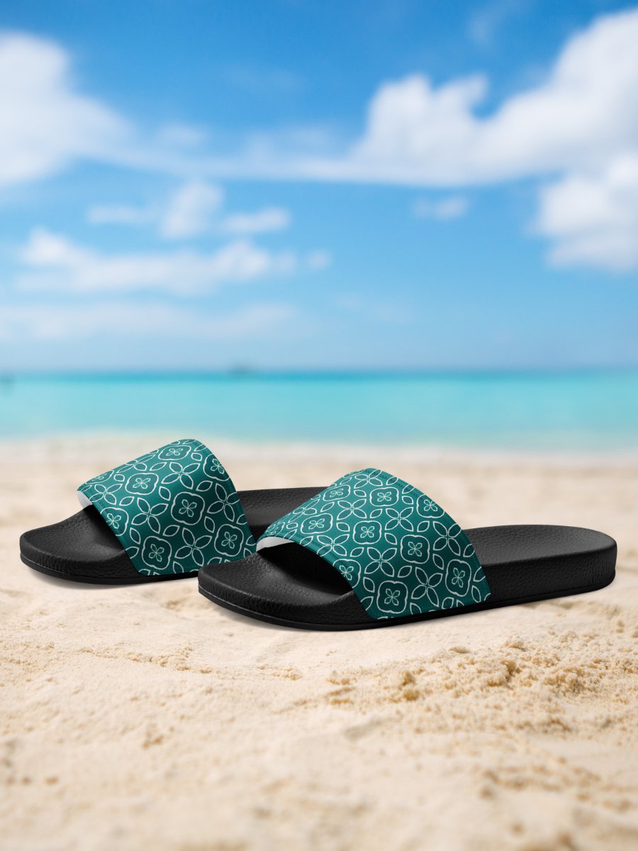 Teal Floral Geometric Women's Slides product image (3)