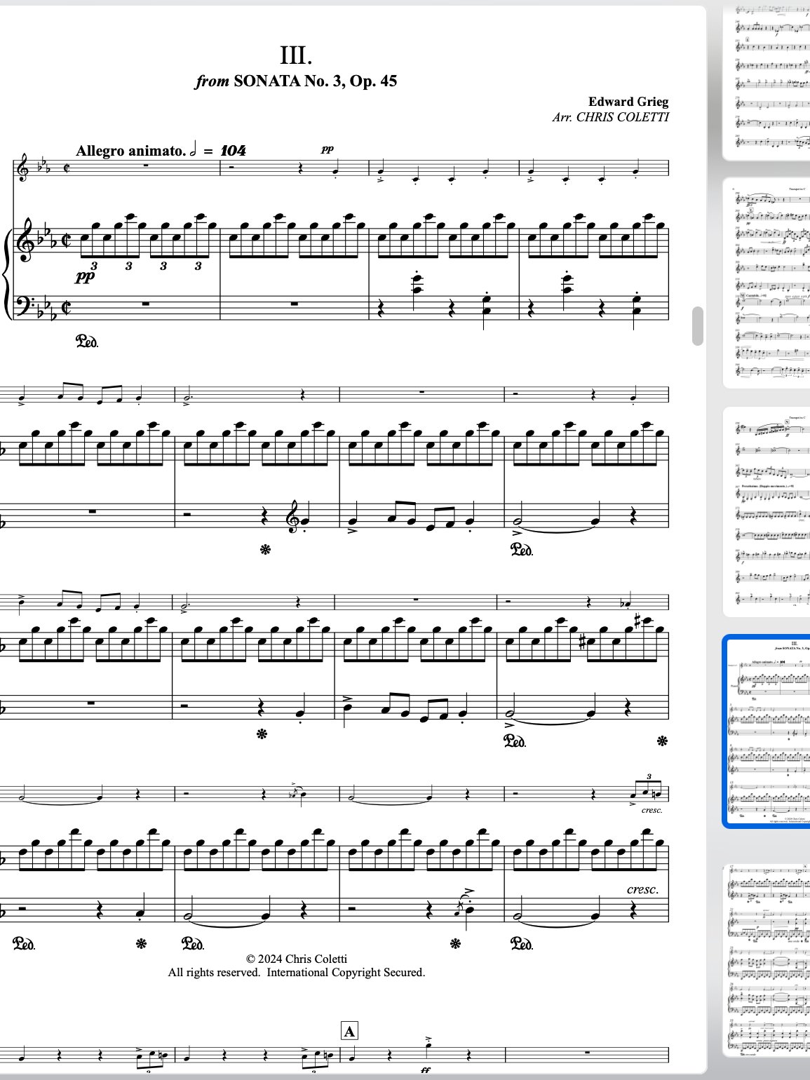 Grieg: "Trumpet Sonata" No. 3 product image (1)