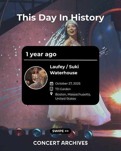 This Day in Concert History: October 27 🎶

One year ago today, Laufey brought her enchanting sound to TD Garden in Boston, Ma...