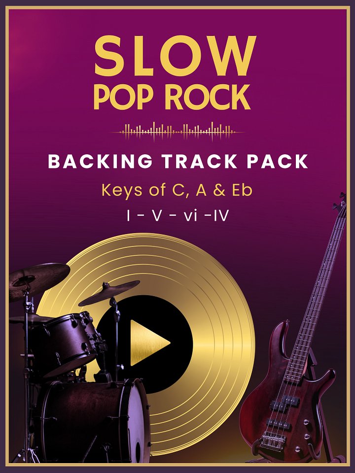 Slow Pop Rock Backing Tracks - 70 BPM - Keys of C, A & E Flat product image (1)