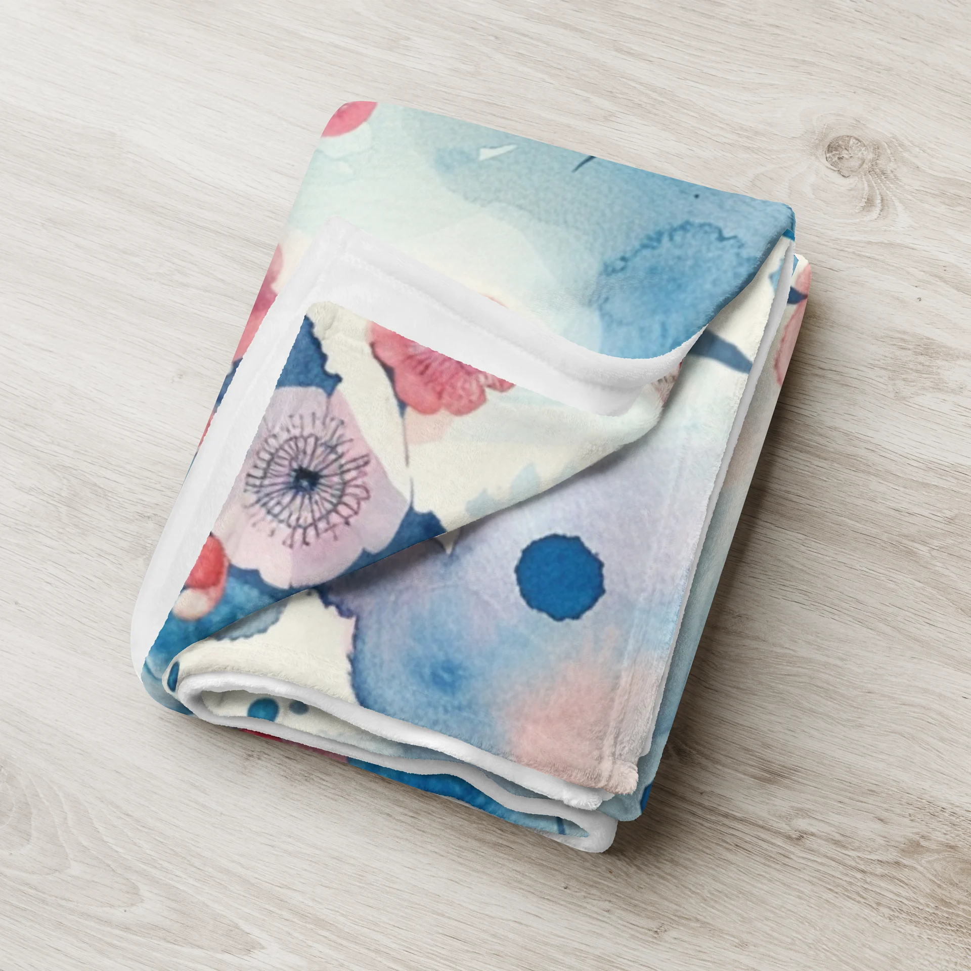 Traditional Japanese Watercolor Throw Blanket - Pink Plum Blossom Cozy product image (3)