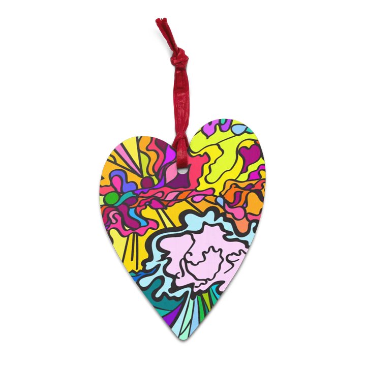 Swirling Splendor Wooden Ornament – Wave at Sunset product image (1)