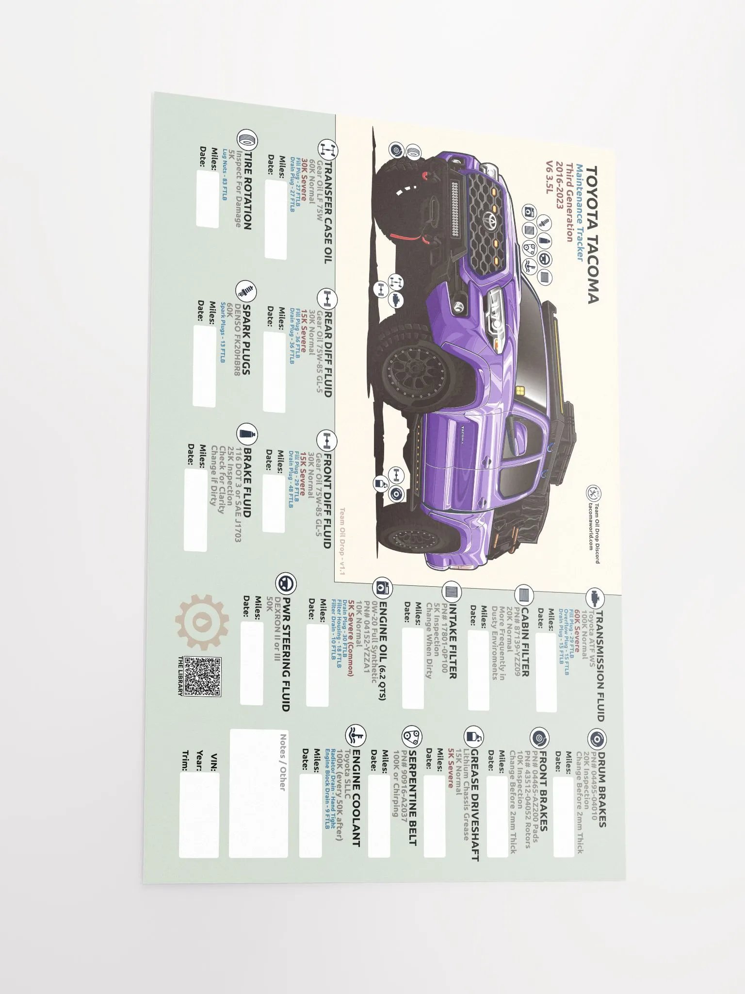 3rd Gen Maintenance Tracker v1.1 - Barney product image (3)