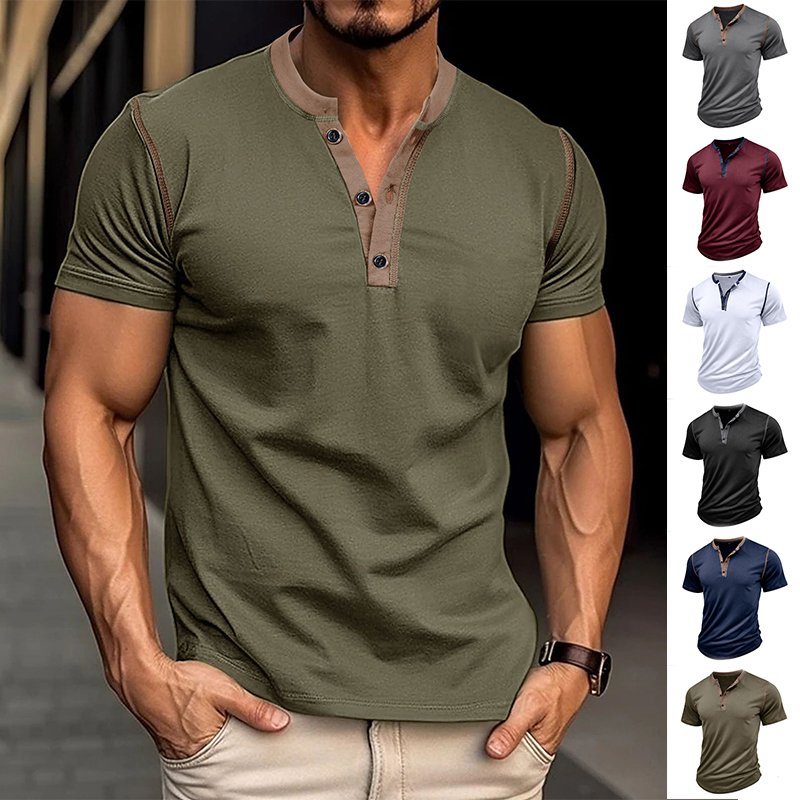 Men's Summer Button V-Neck Polo Shirt product image (1)