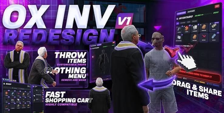 Ox Inventory Redesign | Clothing, Rarity system, Drag and give, Throw items product image (1)
