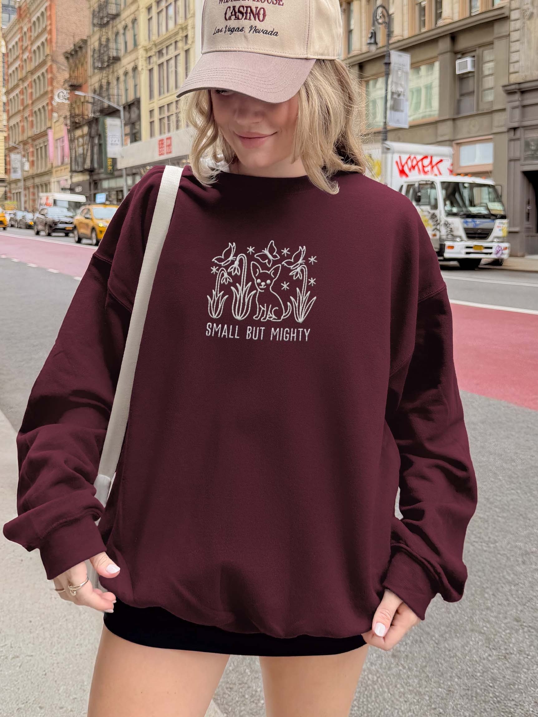 Small but Mighty Line Art Sweatshirt (Embroidered) of a Chihuahua product image (2)