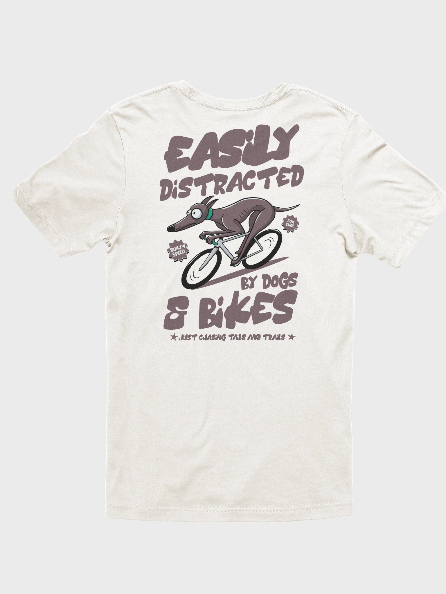 Easily Distracted by Dogs & Bikes Funny Cycling T-Shirt – Greyhound Dog Rider Tee for Bike Lovers - Plain product image (1)