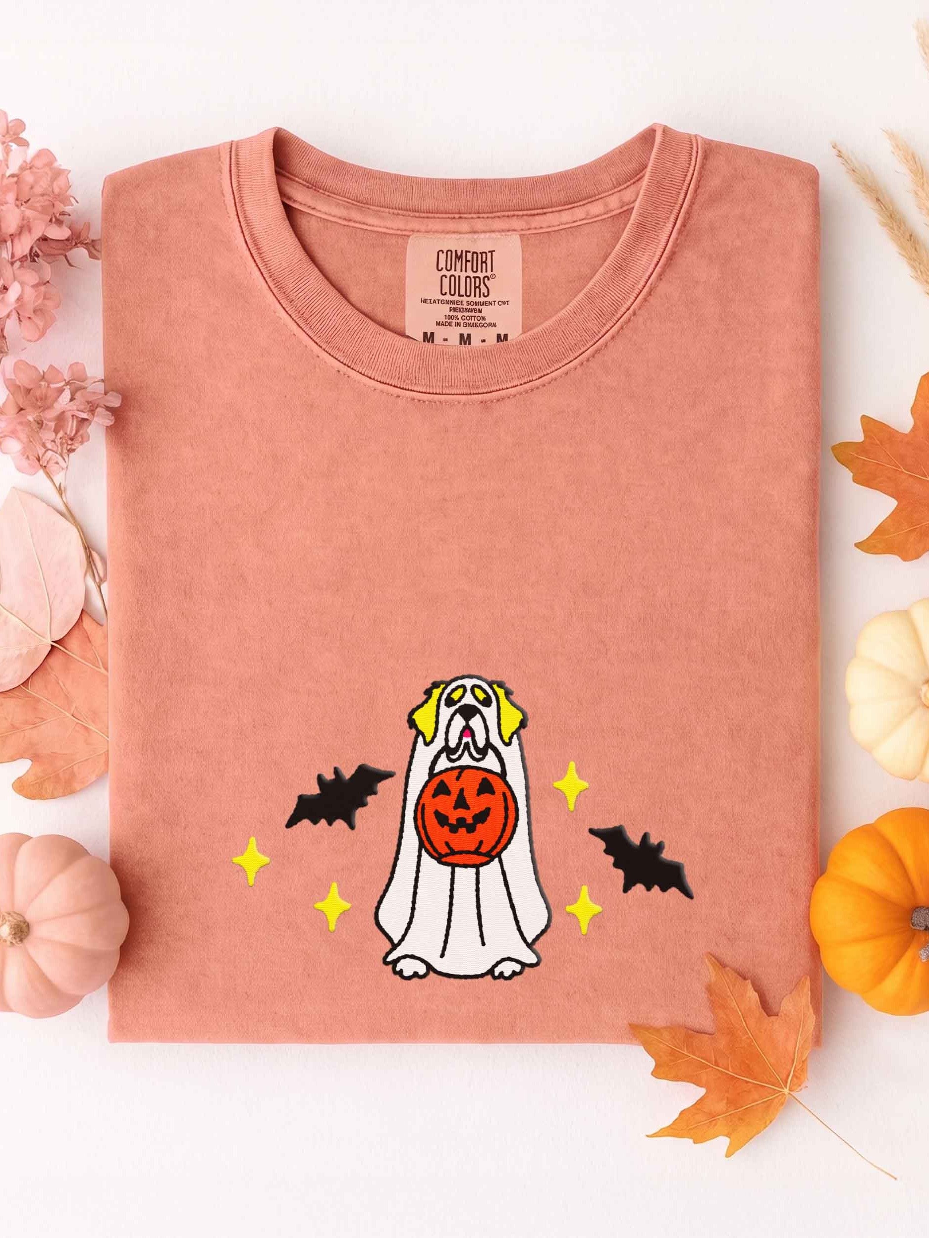 Halloween Saint Bernard(Lemon) Embroidered T-Shirt product image (1)