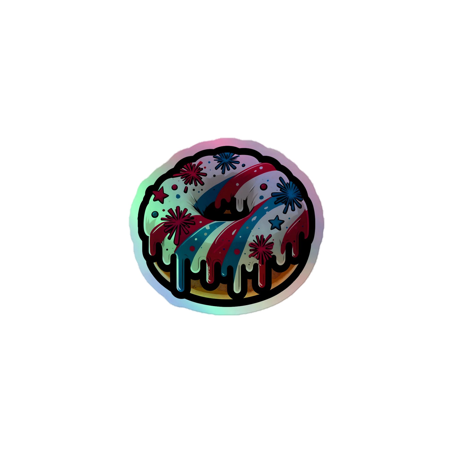 4th of July Donut Holographic Sticker product image (1)