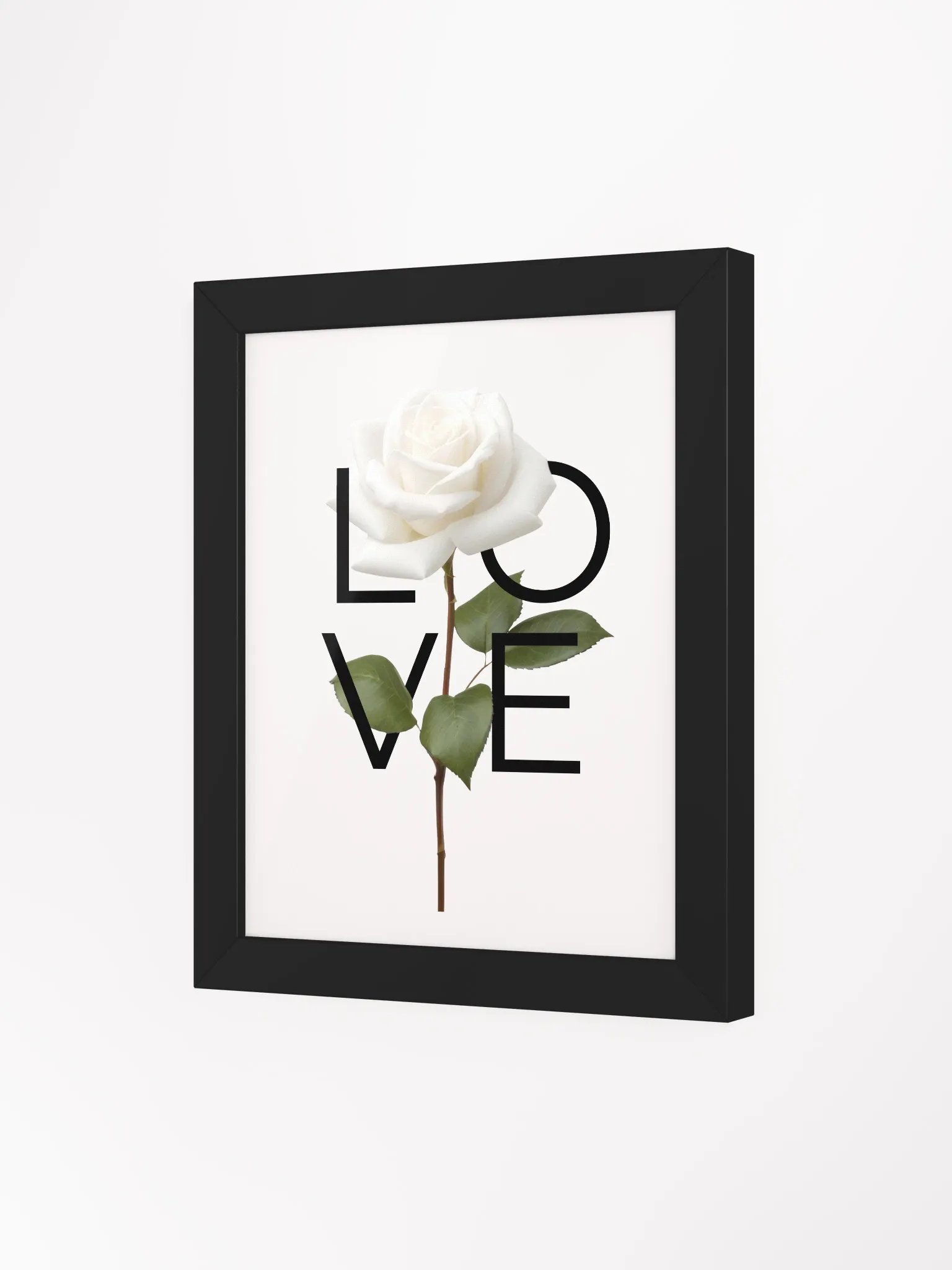 'LOVE' White Rose Framed Matte Poster product image (3)