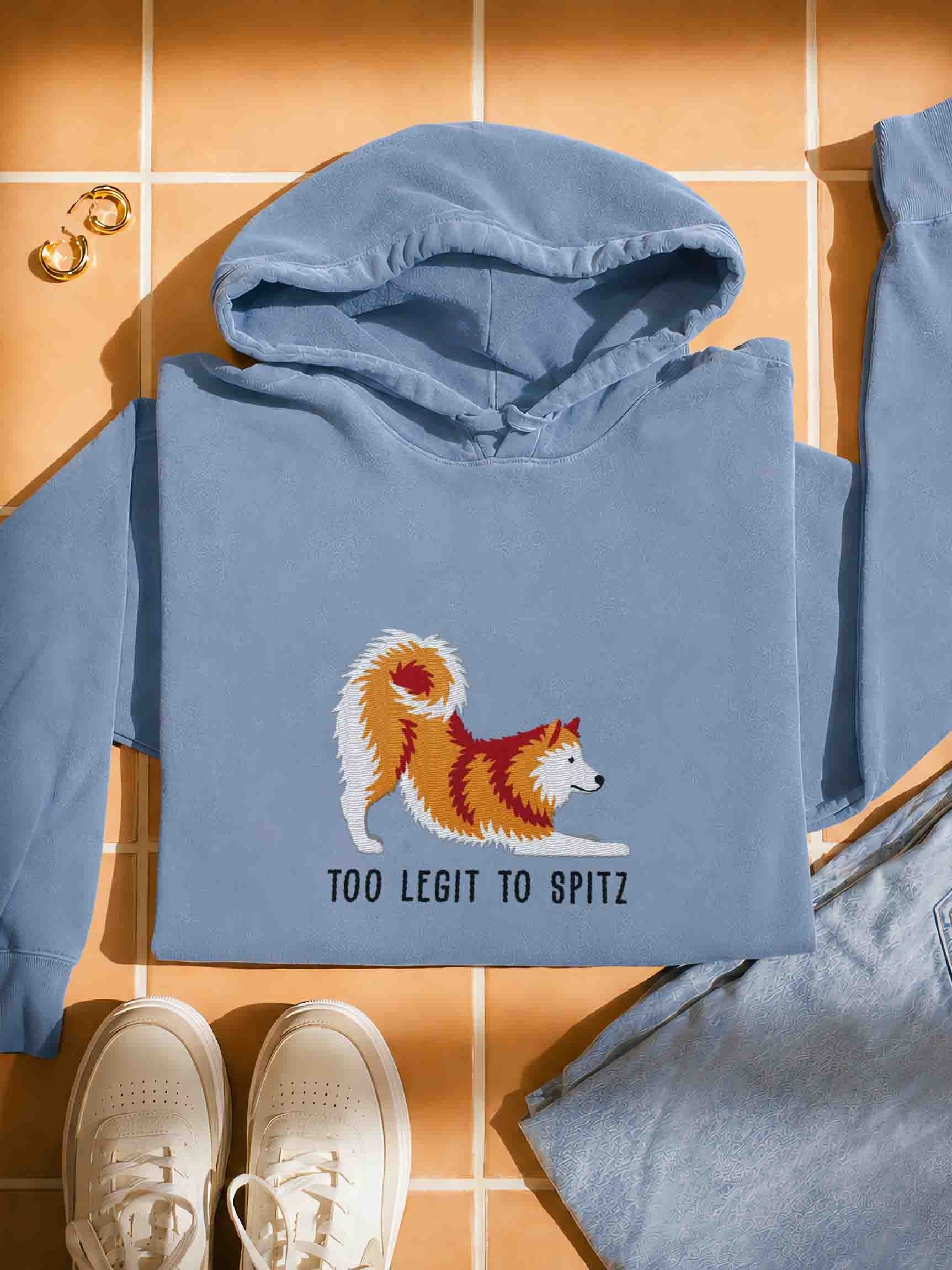 Too Legit to Spitz Premium Hoodie (Embroidered) of a Finnish Spitz(Gold) product image (1)