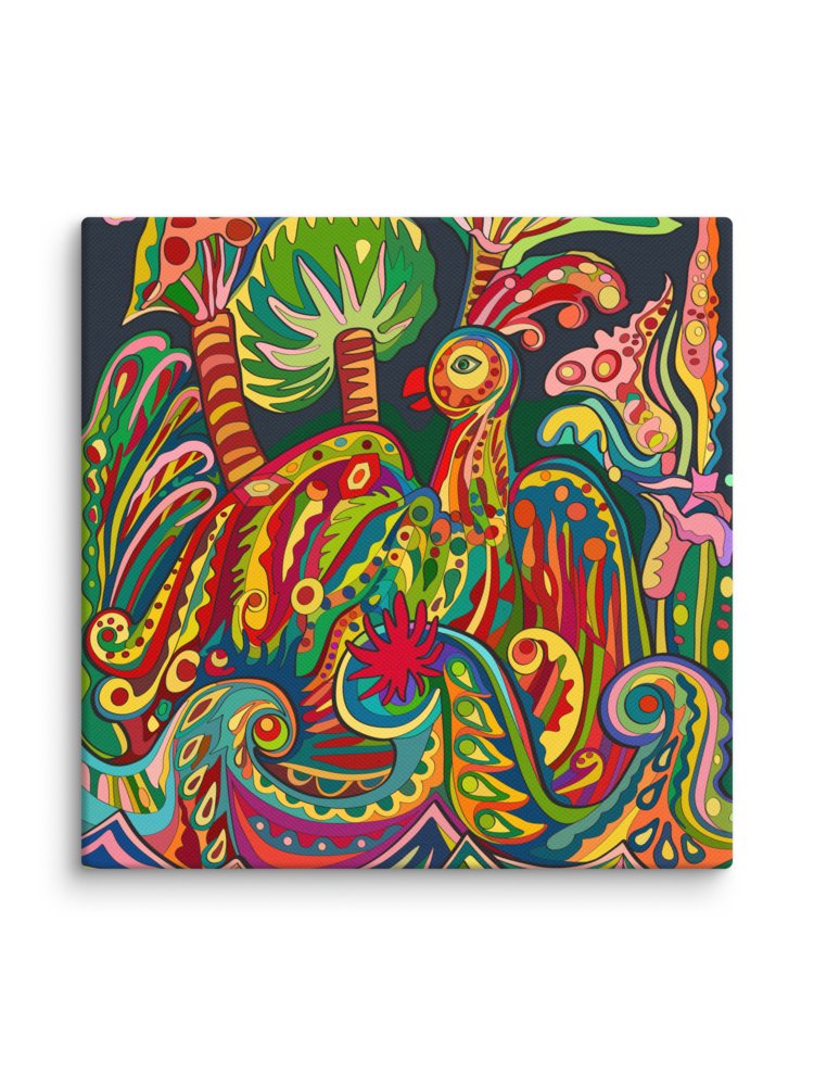 Psychedelic Canvas Art: Swirling Patterns and Vibrant Colors - Loro Park Bird product image (47)