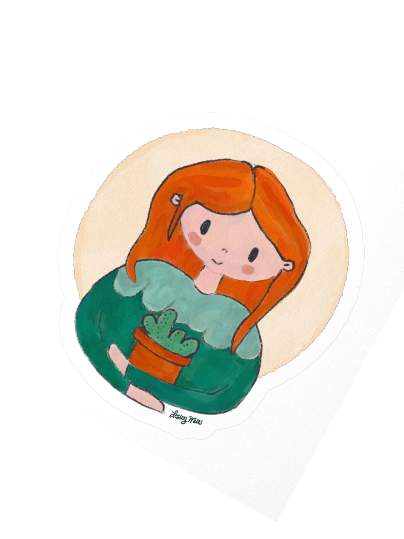 Plant Hugs Redhead Woman Vinyl Sticker product image (3)