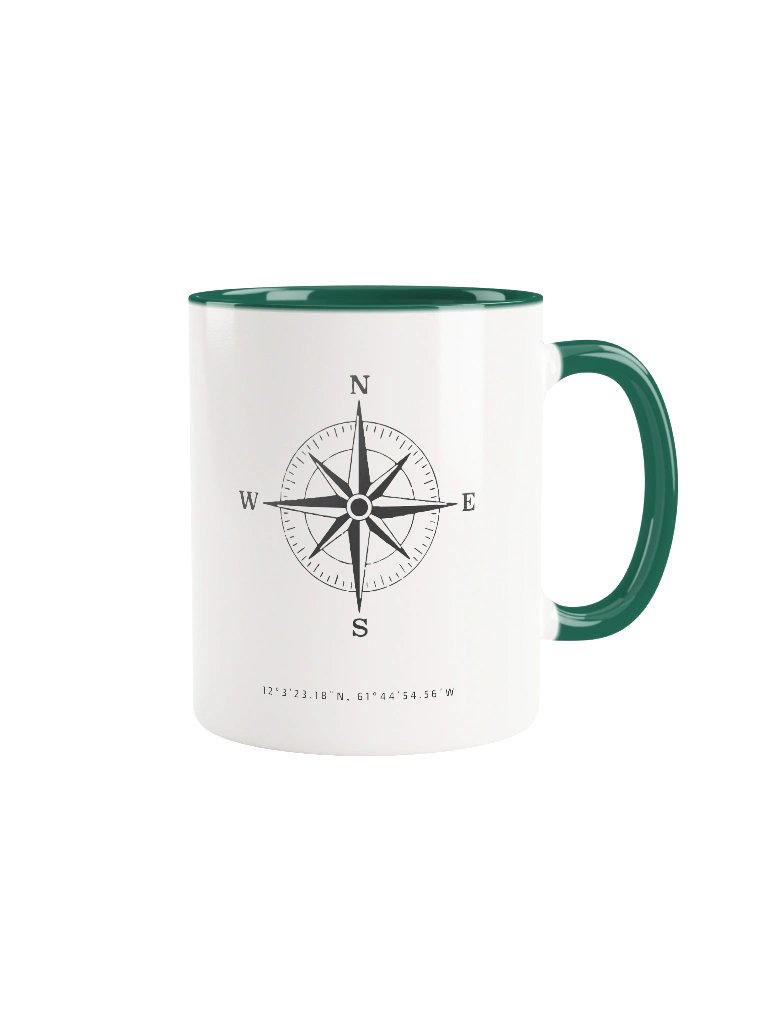 Compass -Grenada - Vintage ALT | Ceramic Mug Forest Green Peek-A-Boo Inside product image (3)