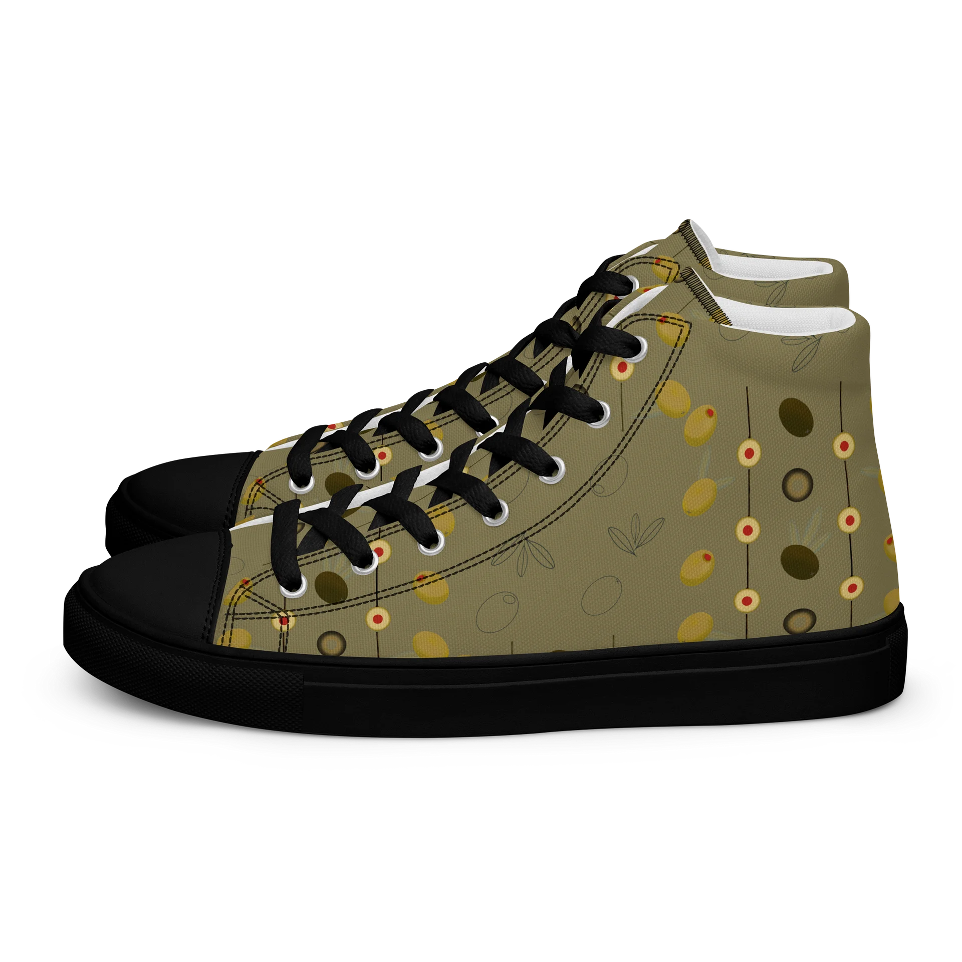Olive Geometry Men's High Top Canvas Shoes product image (3)