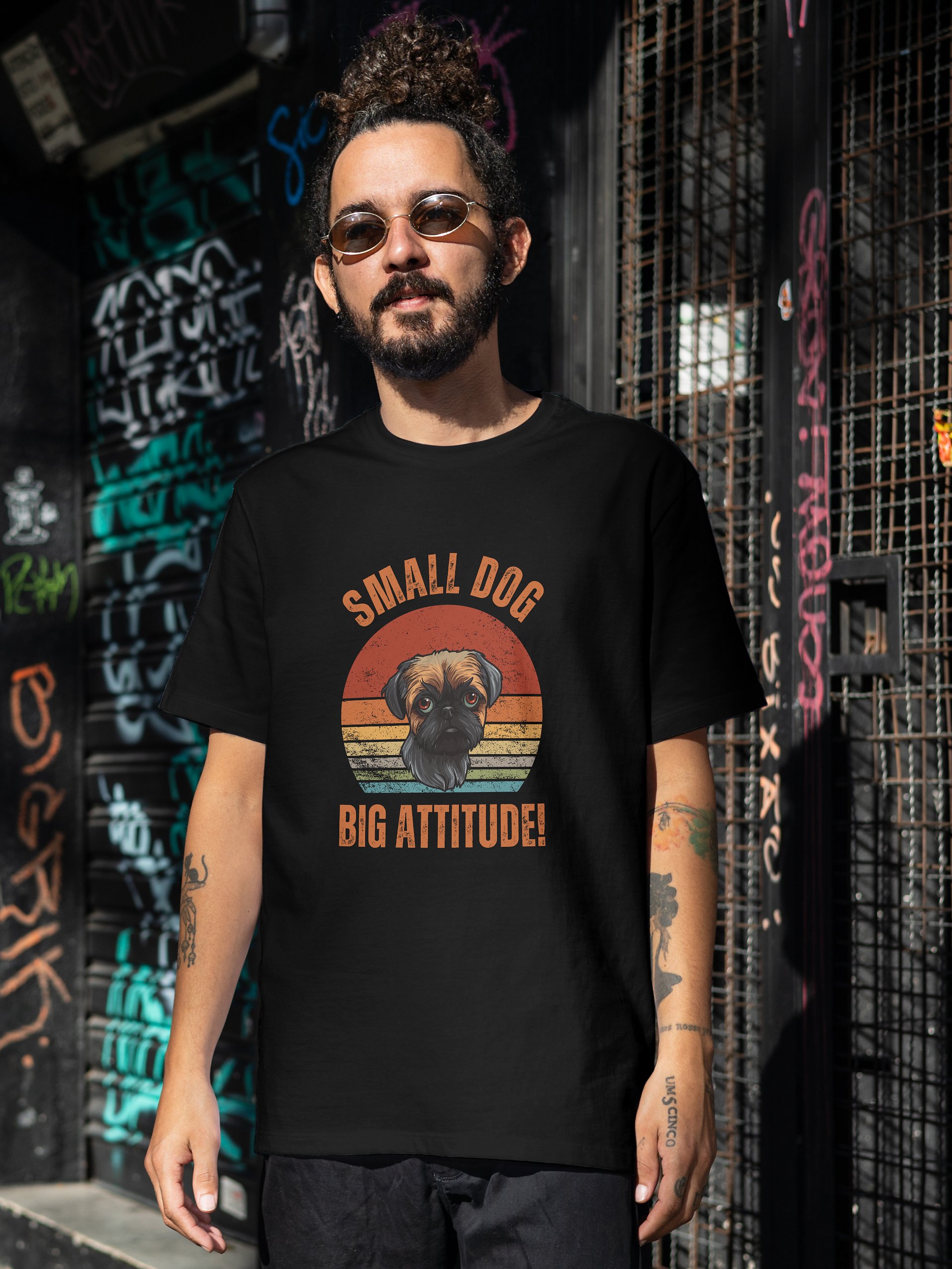 Big Attitude Brussels Griffon Retro T-Shirt product image (4)
