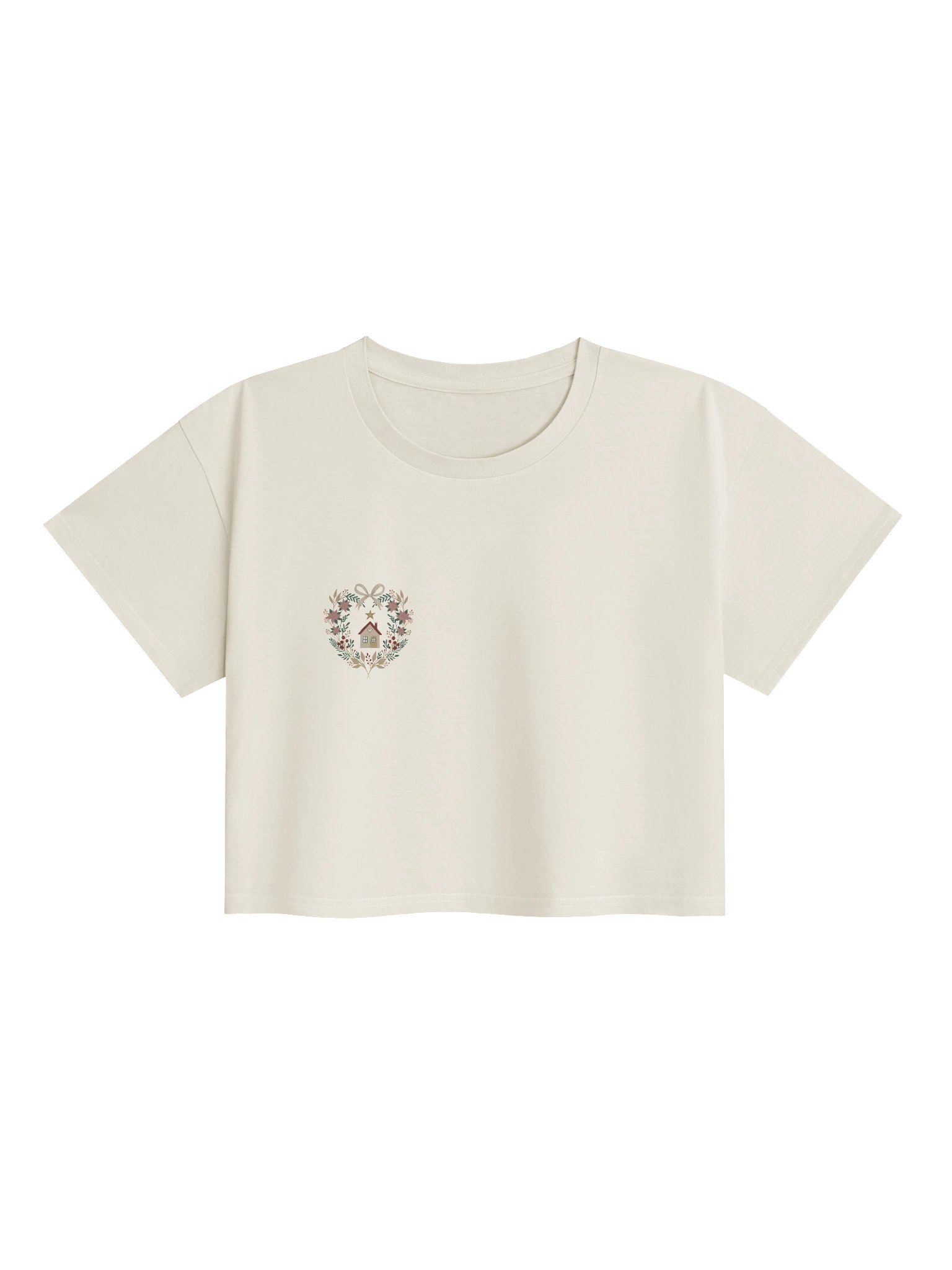 Ribbons & stars botanical Christmas women’s premium crop top. AS colour festive & stylish top product image (3)