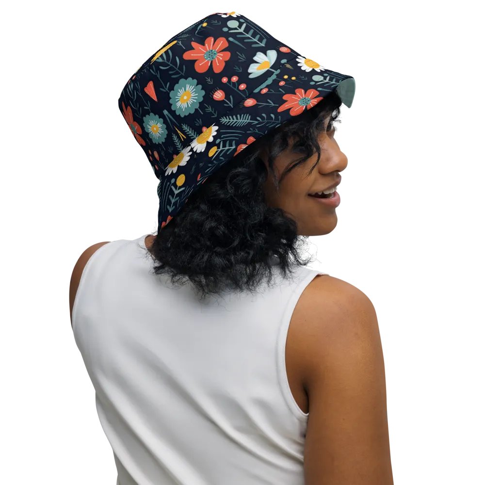 Wild Flowers Navy Reversible Bucket Hat product image (3)