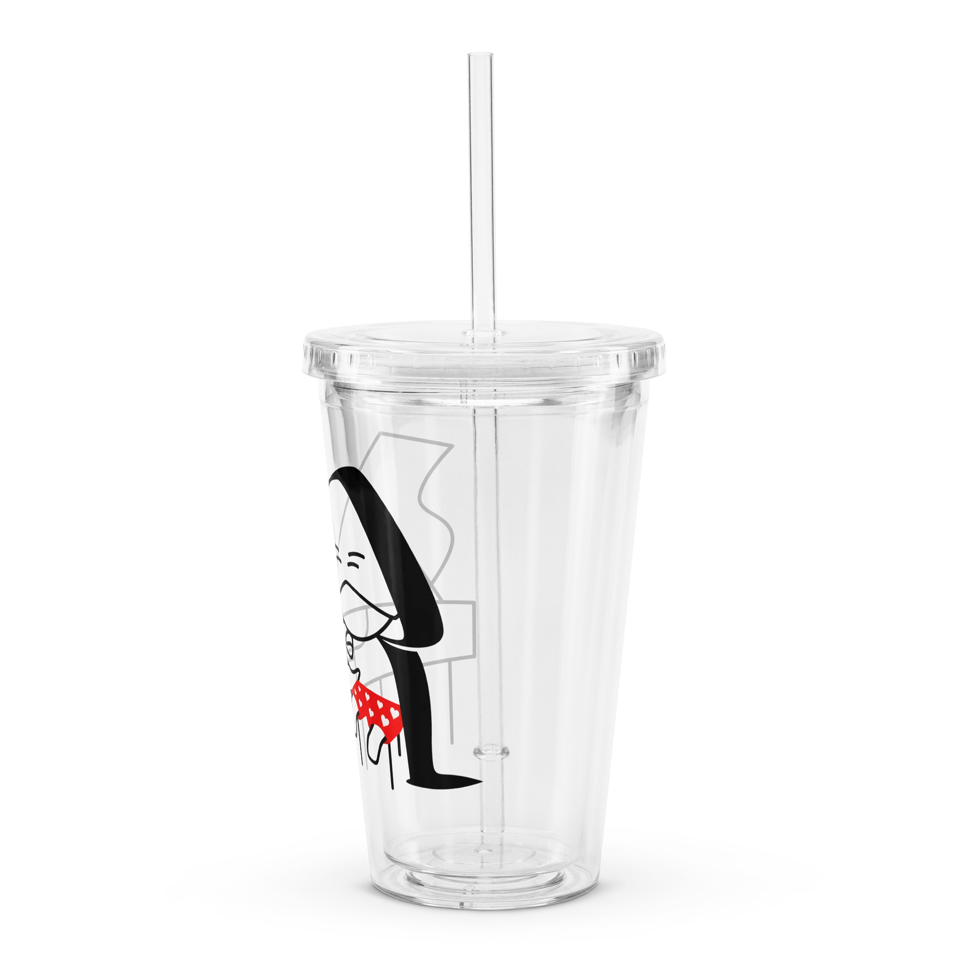 *BRAND NEW* Man. Mask. Piano. Pants. Double Walled Clear Plastic Tumbler (16 oz) BLACK product image (4)