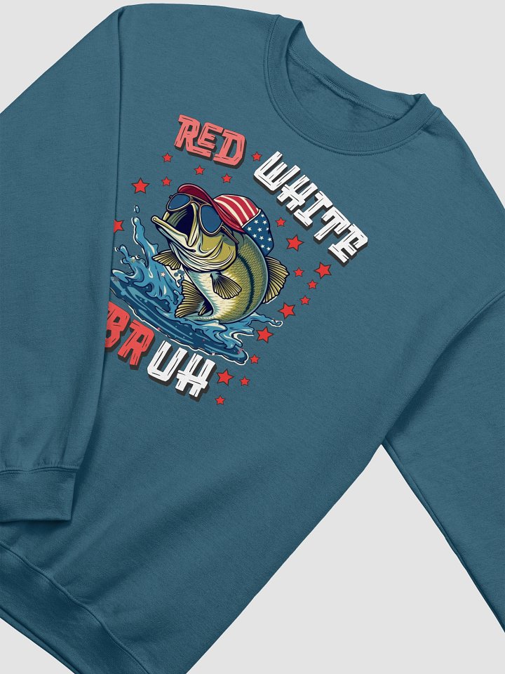 Red White And Bruh Fishing Patriotic Jumping Crewneck product image (12)