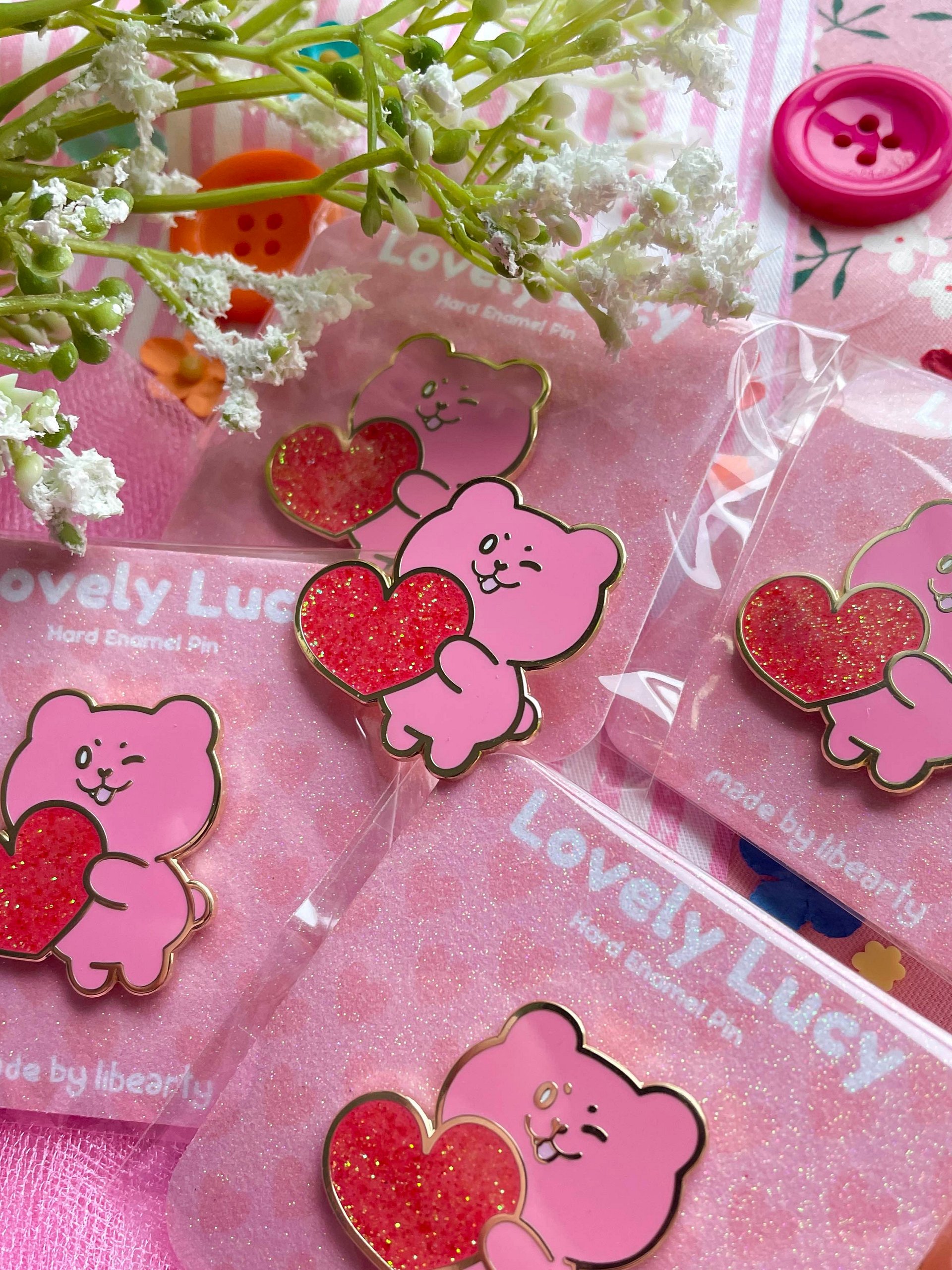 Lucy Glitter Heart Enamel Pin product image (1)