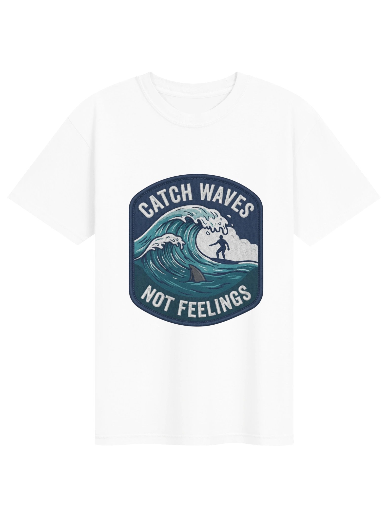 Catch Waves Not Feelings T-Shirt – Funny Surf Graphic Tee product image (1)
