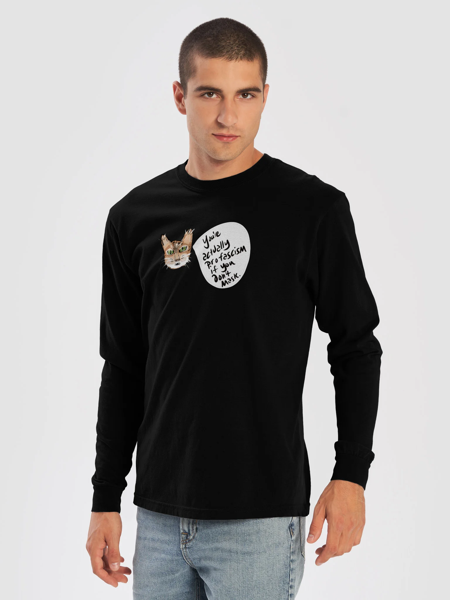 Kitty Mask Thoughts long sleeve tee product image (25)