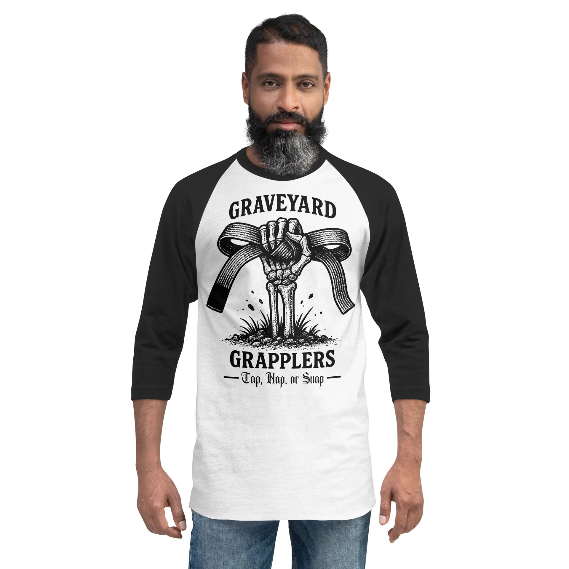 Graveyard Grapplers Raglan | White/Black product image (2)