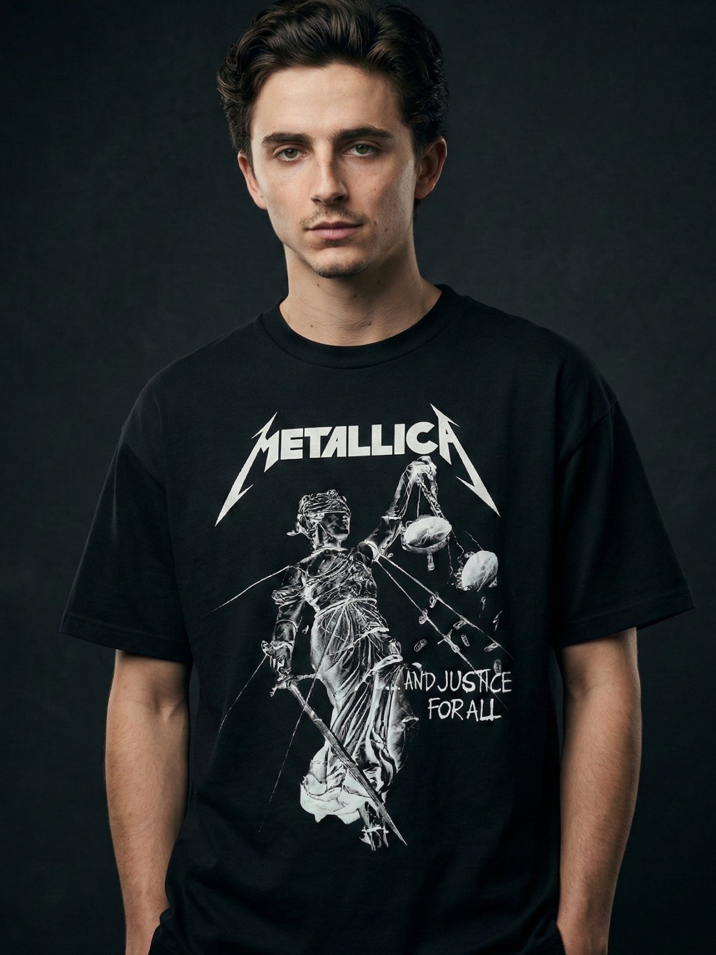 Metallica And Justice For All T-Shirt Lady Justice Album Art | Dark Grey Heavy Metal Graphic Tee | 1988 Thrash Metal Collector Shirt product image (1)