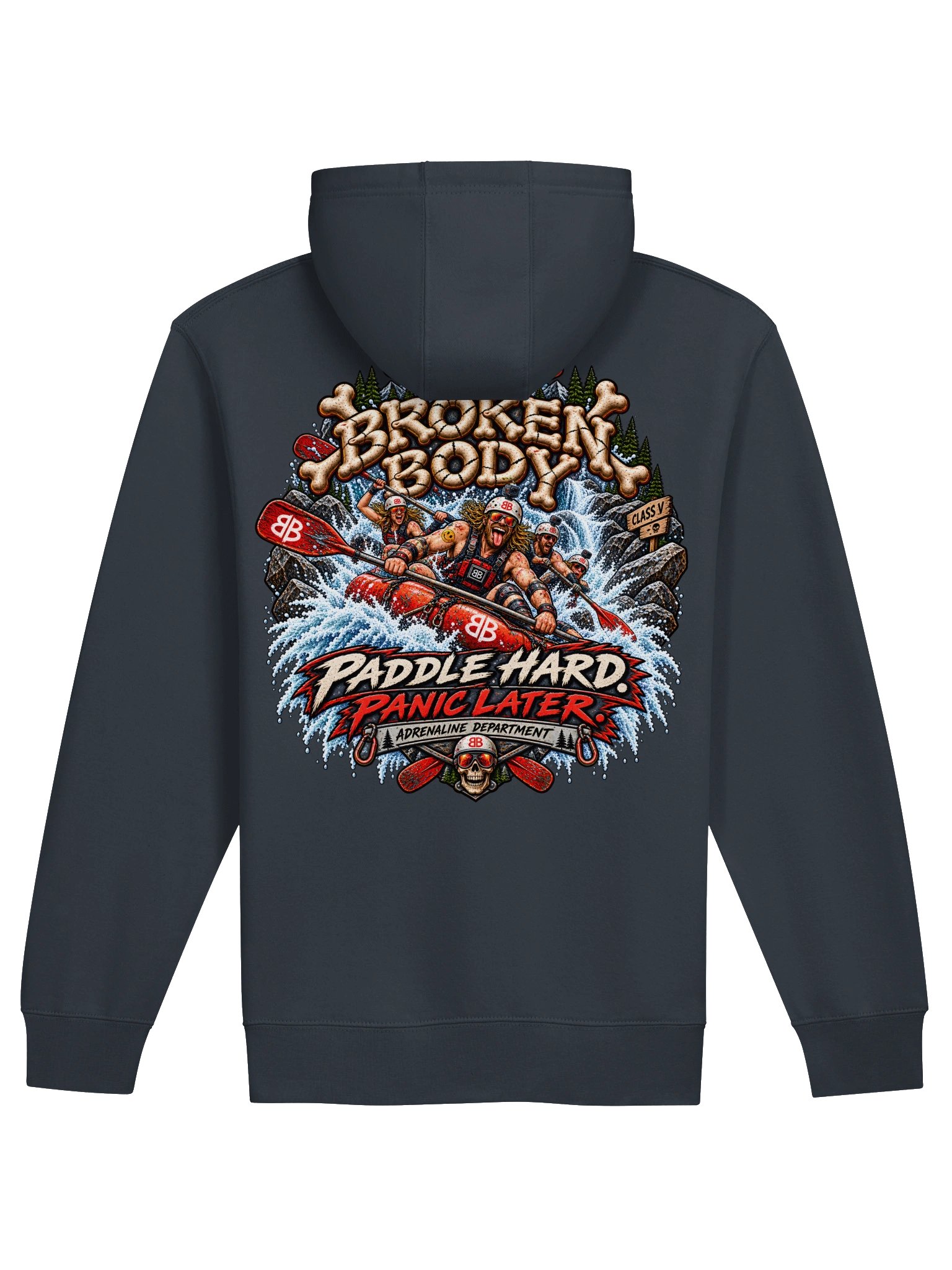 Whitewater Rafting Hoodie — Paddle Hard, Panic Later Full-Zip Hoodie | Flat Out Broken™ product image (2)