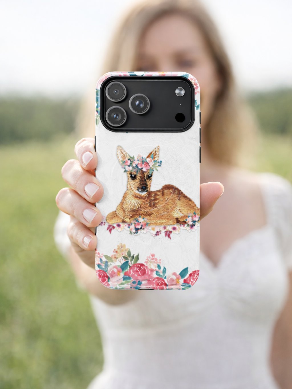 FAWN WITH WATERCOLOR FLOWERS MagSafe® Tough Case product image (5)