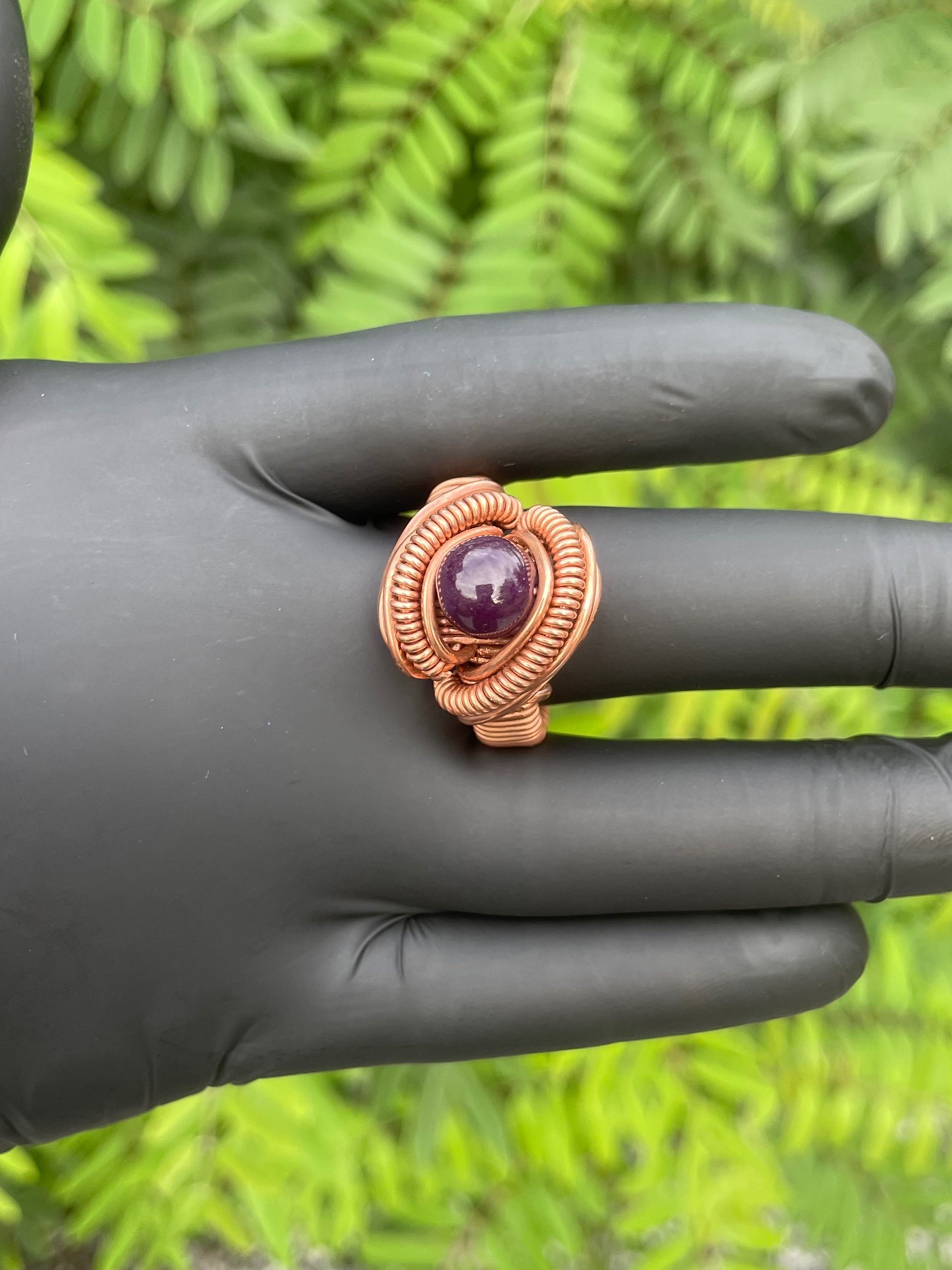 Handcrafted Copper Amethyst Crystal Ring product image (2)