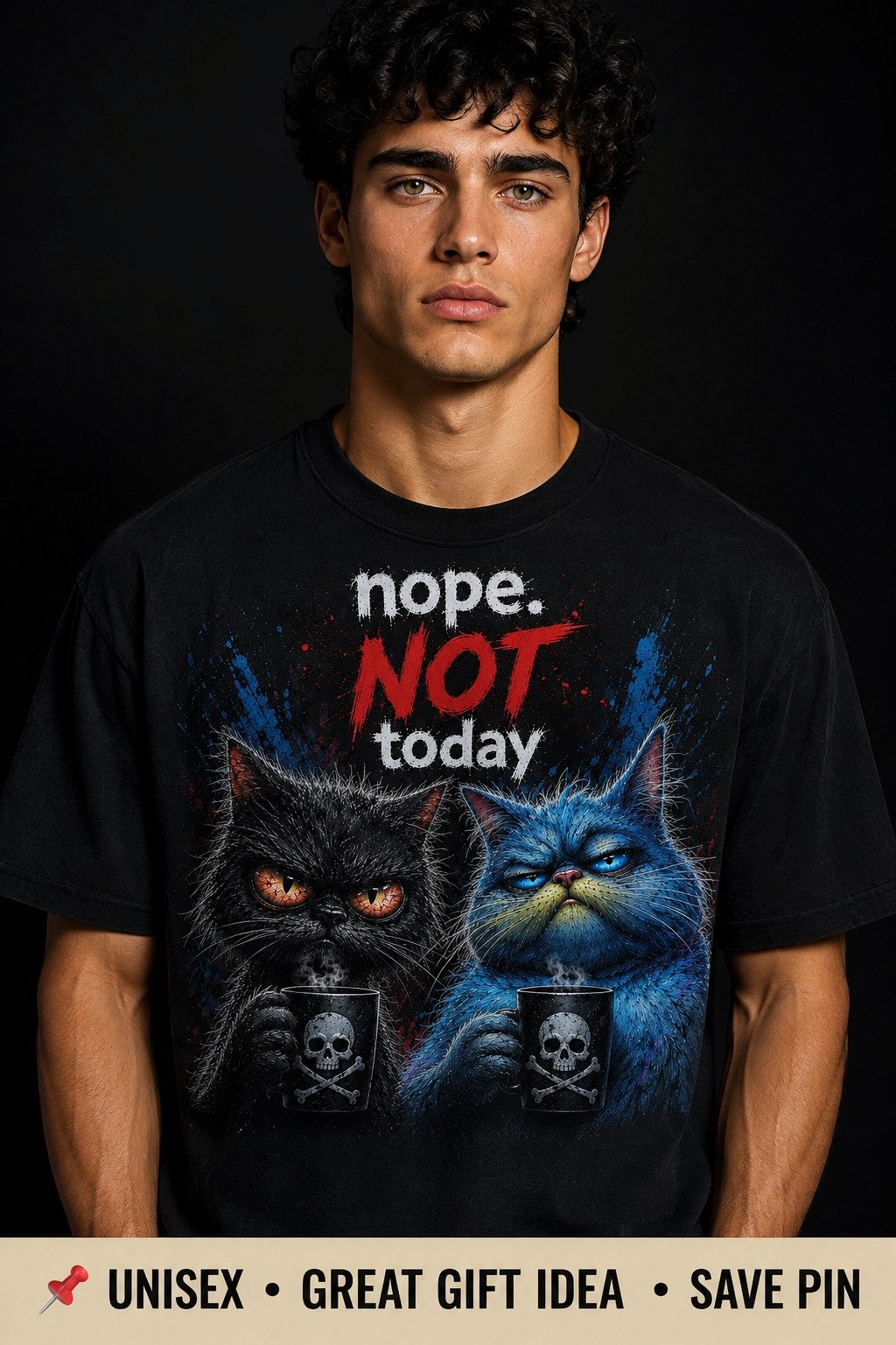 Nope NOT Today Cat T-Shirt | Funny Sarcastic Unisex Cat Lover Gift product image (1)