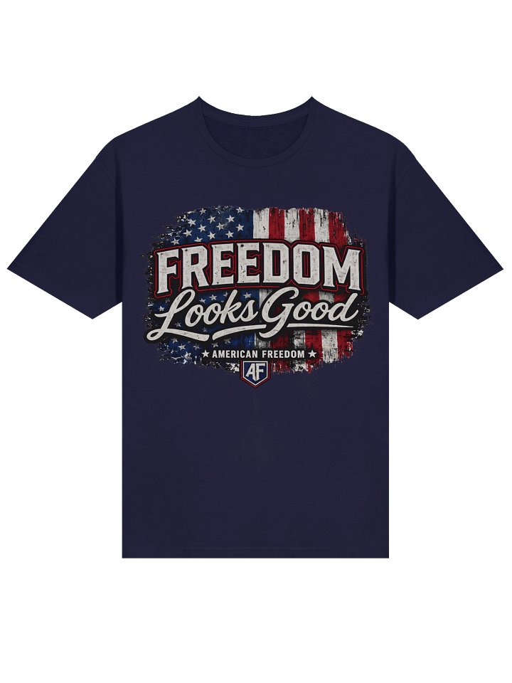 Freedom Looks Good Patriotic T-Shirt | American Freedom AF Logo | Gildan 64000 product image (16)