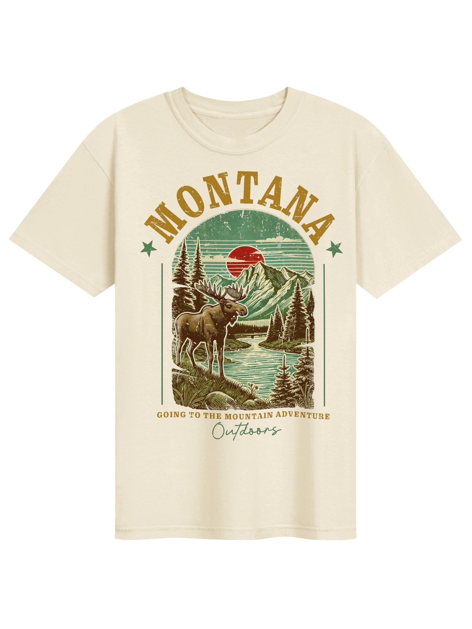 Montana Vintage Outdoors T-Shirt Retro Moose Mountain Graphic Tee product image (28)