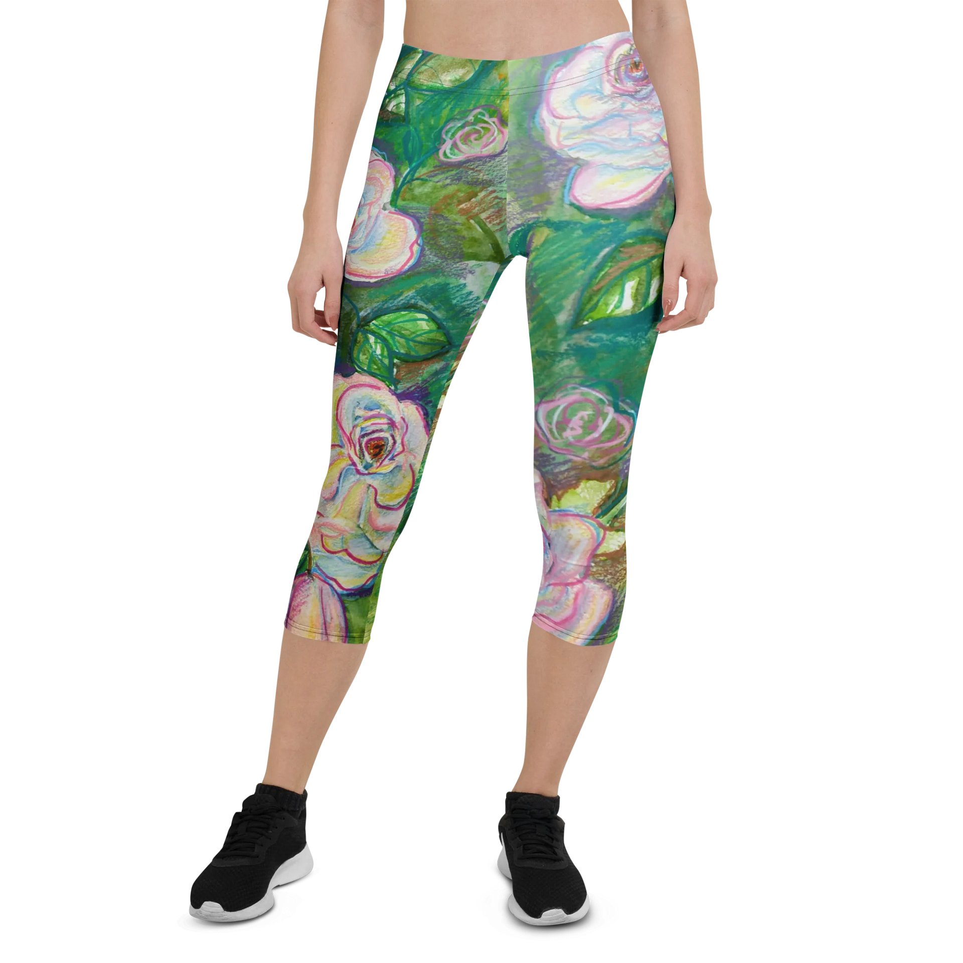 Pastel roses All-Over Capri Leggings product image (1)