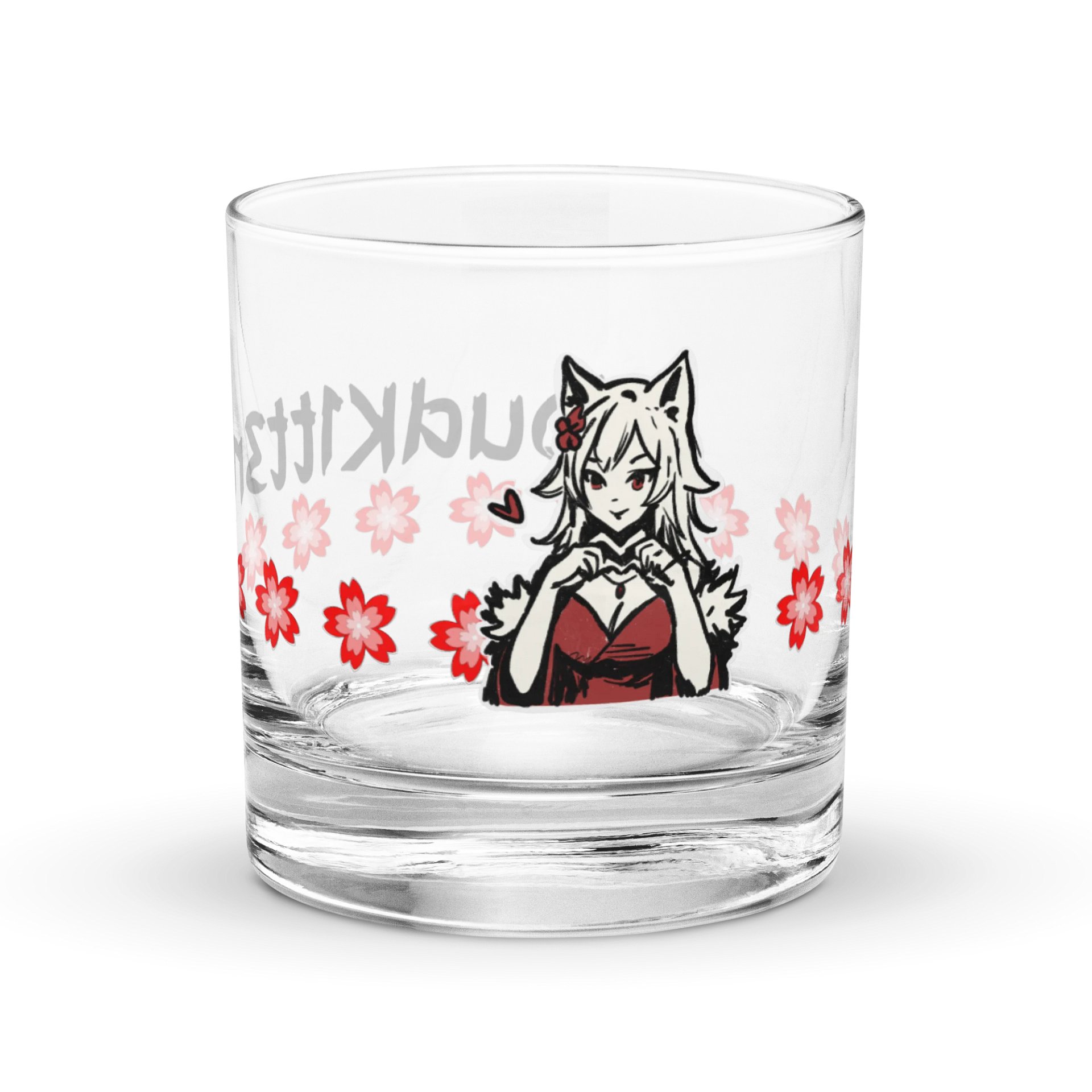 Japanese Brush Hand Heart Sakura Rocks Glass product image (1)