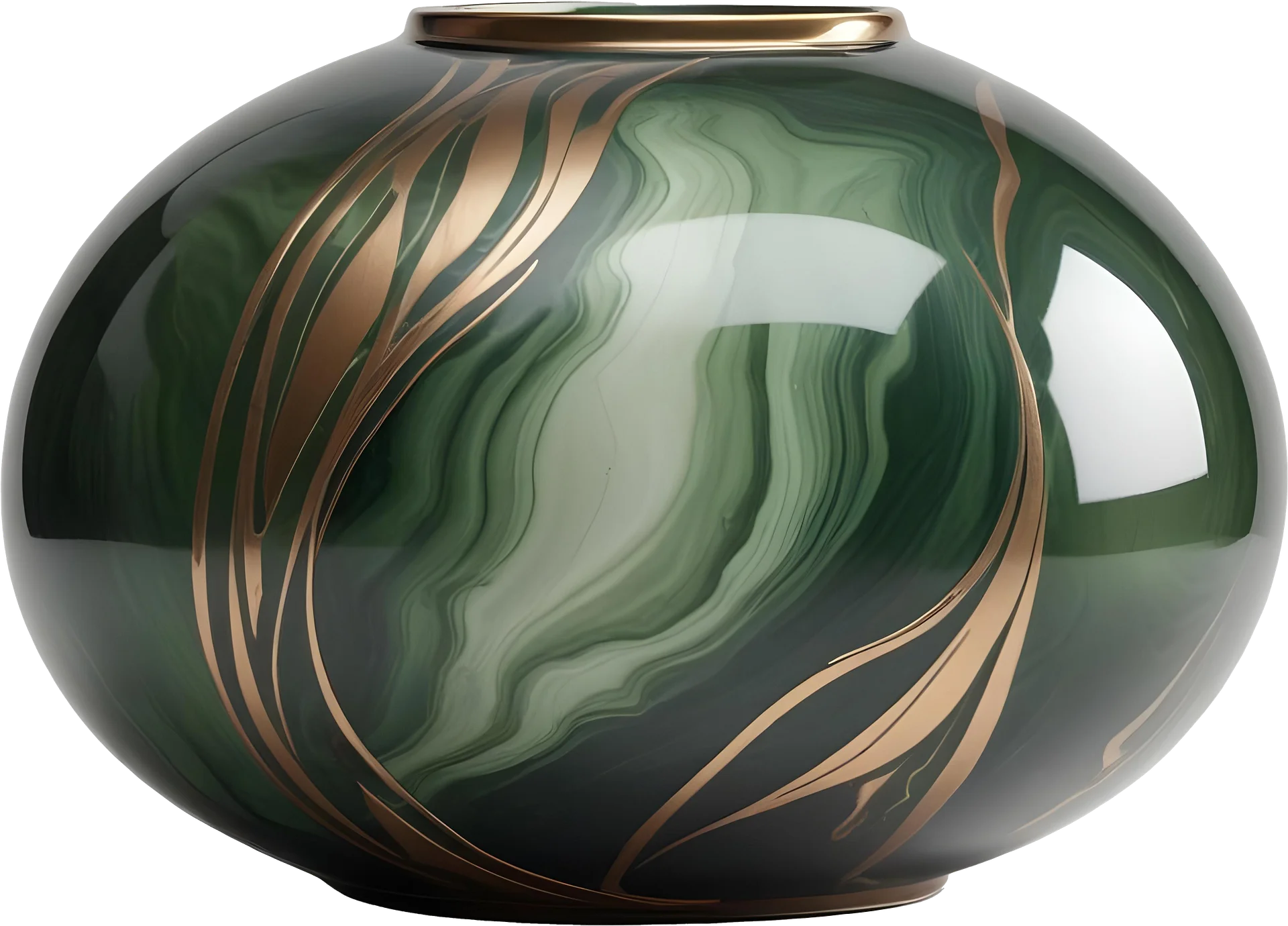 Luxe Botanique – Emerald Flow Vase PNG product image (1)