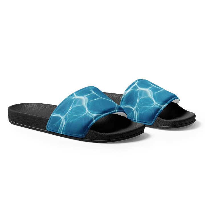 Blue aqua rippled men slides product image (1)