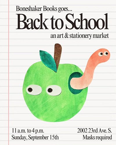 here at the @boneshakerbooks back to school market (today until 4!) you can find my stuff alongside other super cool Boneshak...