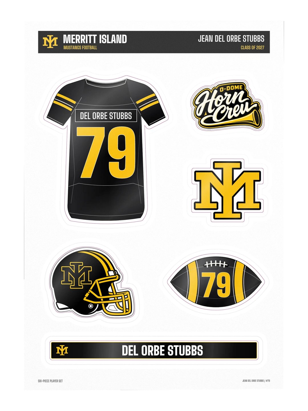 Jean Del Orbe Stubbs #79 — Mustangs Sticker Sheet